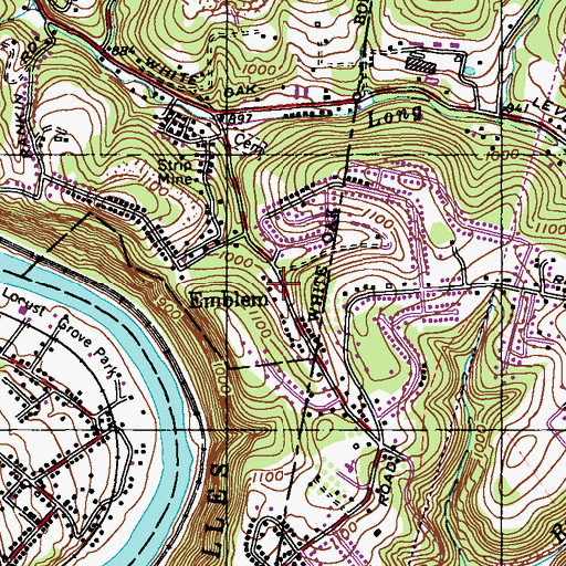Topographic Map of Emblem, PA