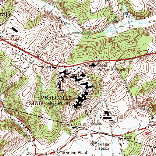 Topographic Map of Embreeville State Hospital, PA