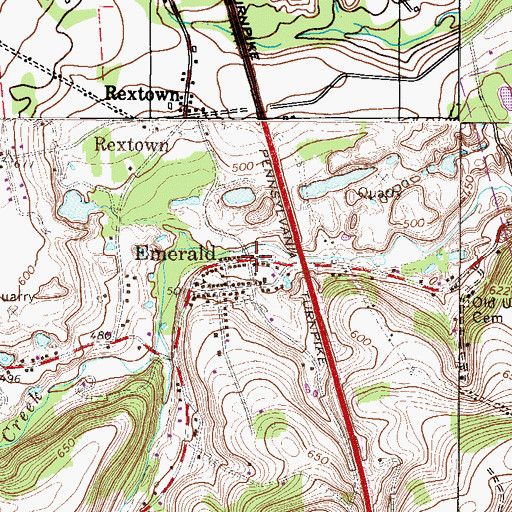 Topographic Map of Emerald, PA