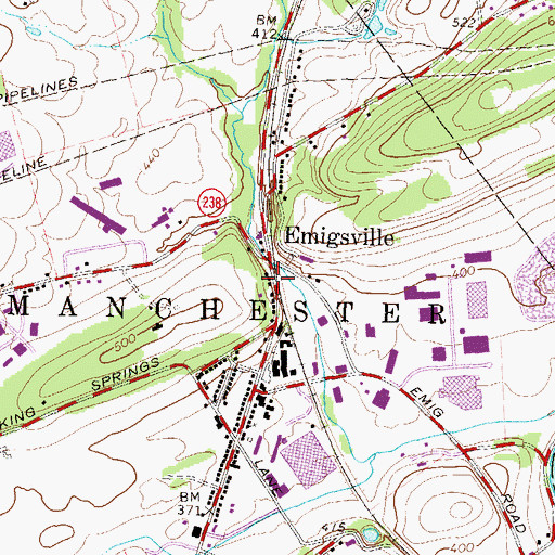Topographic Map of Emigsville, PA