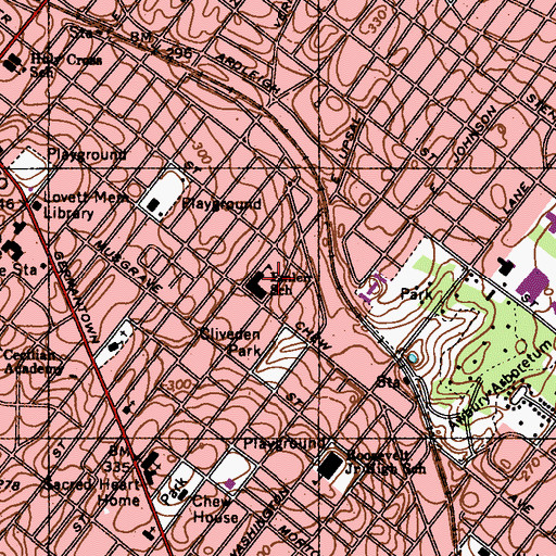 Topographic Map of Emlen School, PA