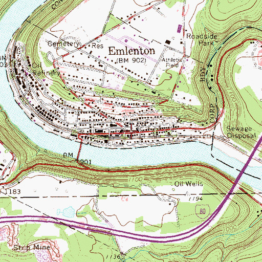 Topographic Map of Emlenton, PA
