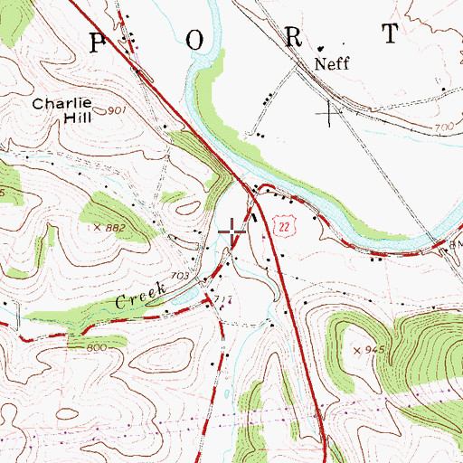 Topographic Map of Emma Creek, PA