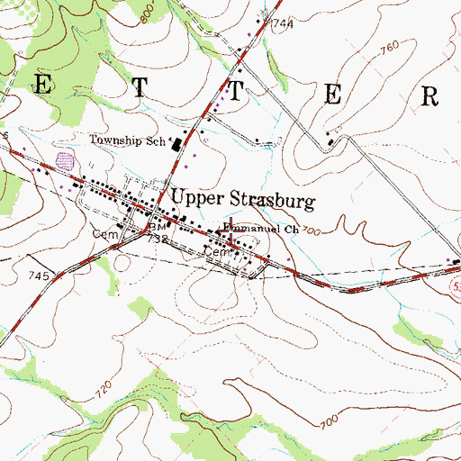 Topographic Map of Emmanuel Church, PA