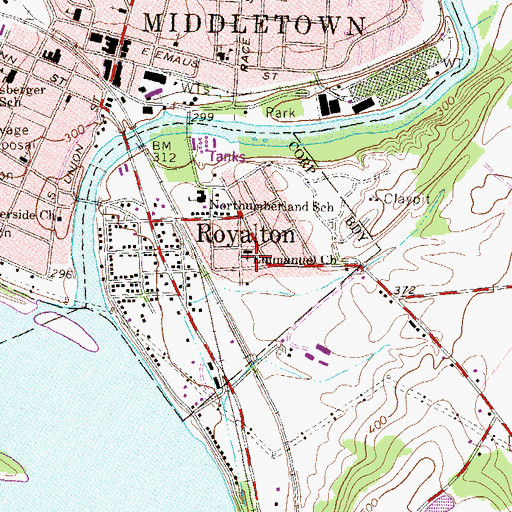 Topographic Map of Royalton United Methodist Church, PA