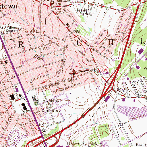 Topographic Map of Emmanuel Church, PA