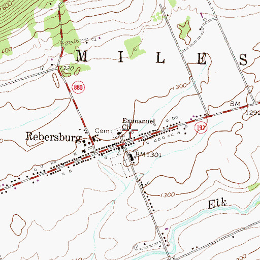 Topographic Map of Emmanuel Church, PA