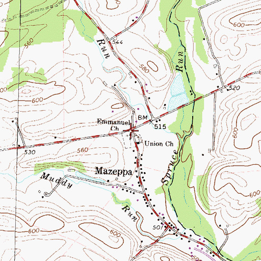 Topographic Map of Emmanuel Church, PA