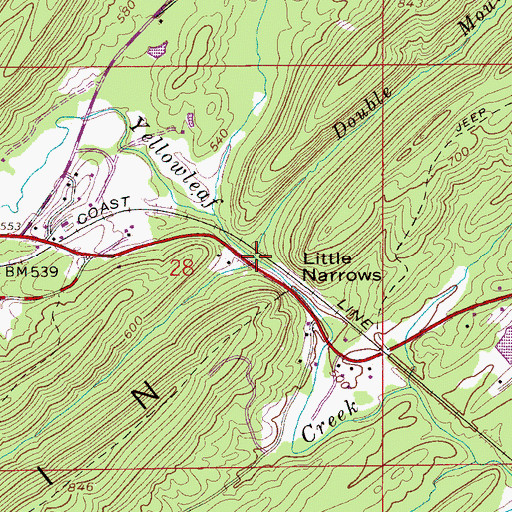 Topographic Map of Double Mountain Branch, AL