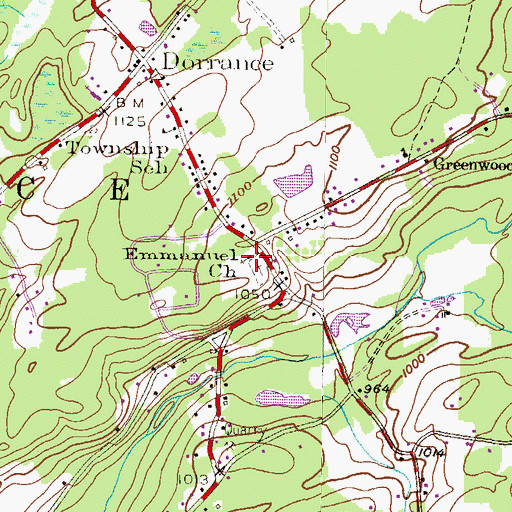 Topographic Map of Emmanuel Church, PA