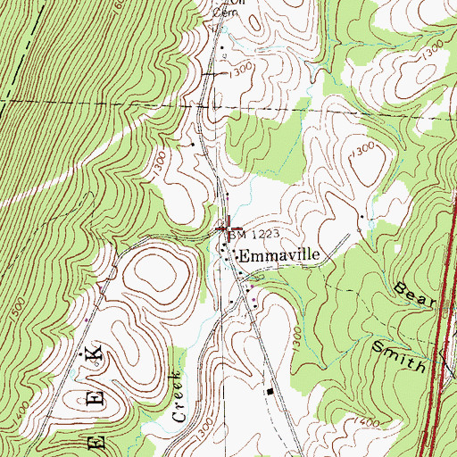 Topographic Map of Emmaville, PA