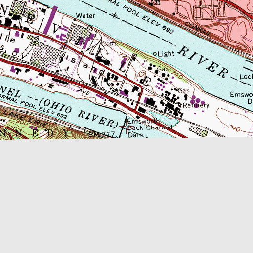 Topographic Map of Emsworth Back Channel Dam, PA