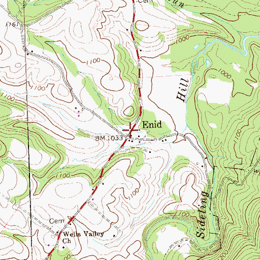 Topographic Map of Enid, PA