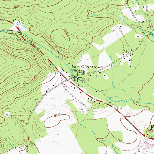 Topographic Map of End O'Narrows Bridge, PA
