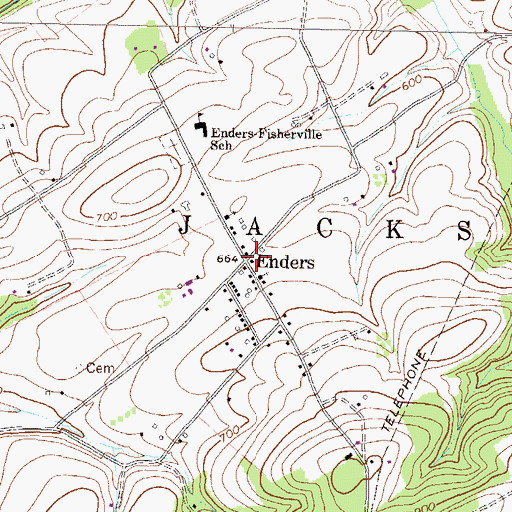 Topographic Map of Enders, PA