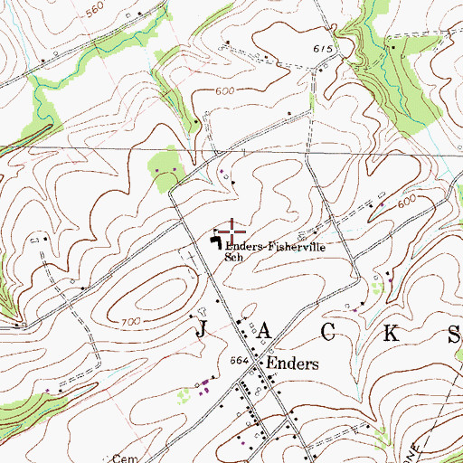 Topographic Map of Enders-Fisherville School, PA