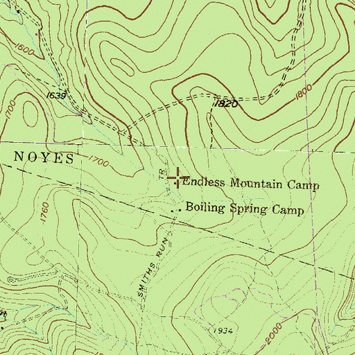 Topographic Map of Endless Mountain Camp, PA