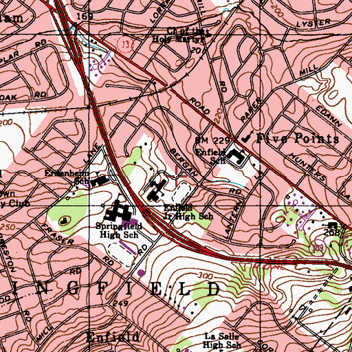Topographic Map of Enfield Junior High School, PA