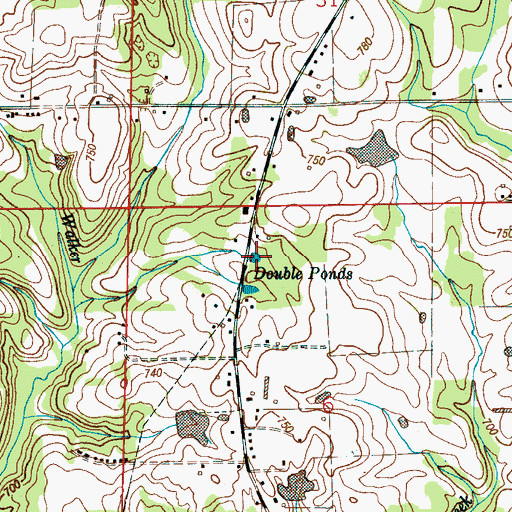 Topographic Map of Double Ponds, AL