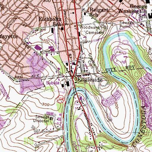 Topographic Map of Engleside, PA