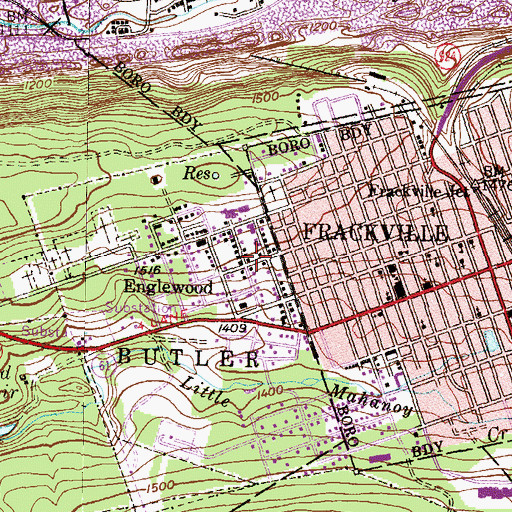 Topographic Map of Englewood, PA