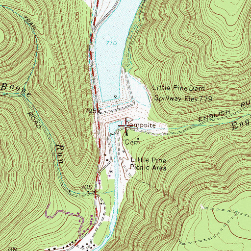 Topographic Map of English Run, PA