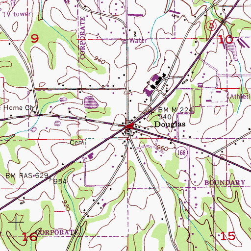 Topographic Map of Douglas, AL