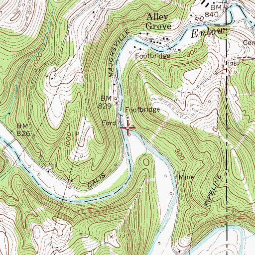 Topographic Map of Enlow Fork, WV