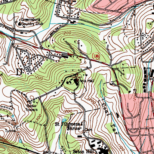 Topographic Map of Ennis Hall, PA