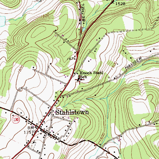Topographic Map of Enoch Stahl School, PA