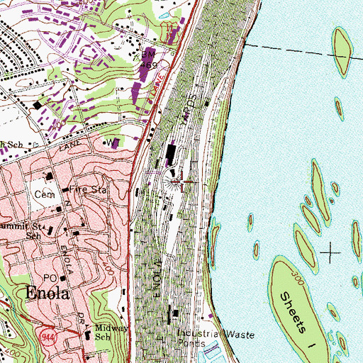 Topographic Map of Enola Yards, PA