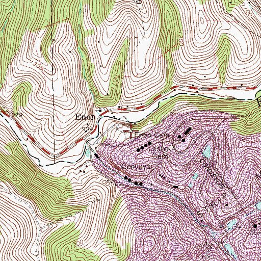 Topographic Map of Enon Cemetery, PA