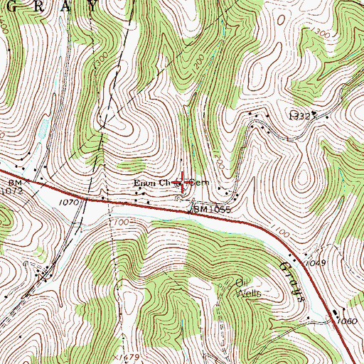Topographic Map of Enon Church, PA