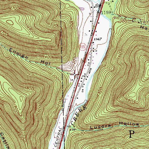 Topographic Map of Ensign Hollow, PA