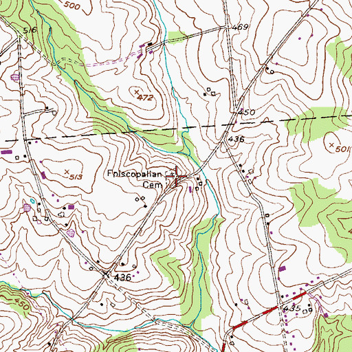 Topographic Map of Saint John's Episcopal Cemetery, PA