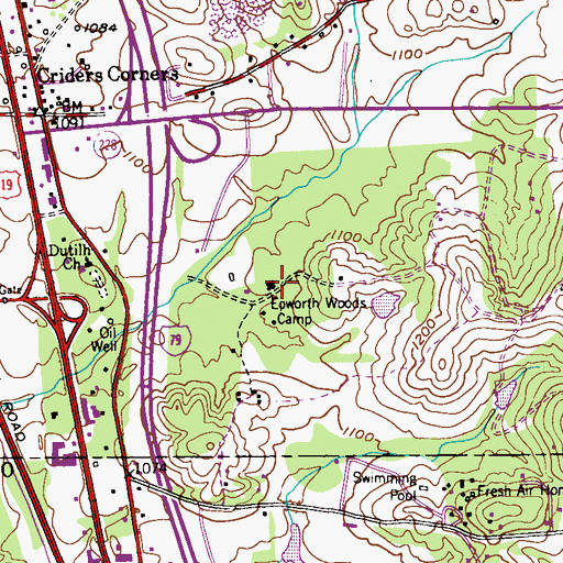 Topographic Map of Epworth Woods Camp, PA