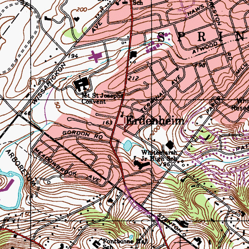 Topographic Map of Erdenheim, PA