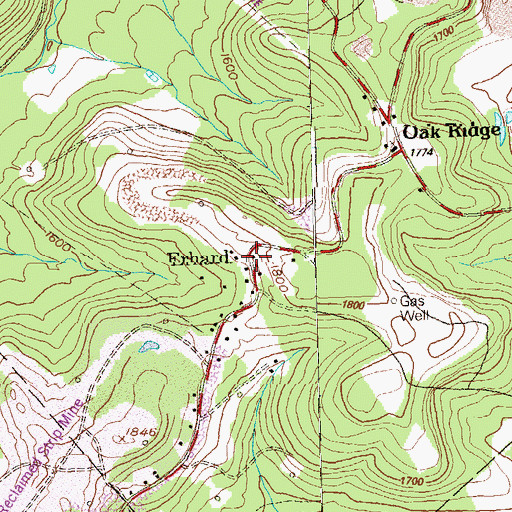 Topographic Map of Erhard, PA