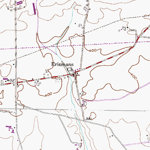 Topographic Map of Erismans Church, PA