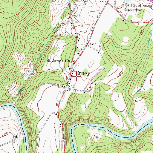 Topographic Map of Erney, PA
