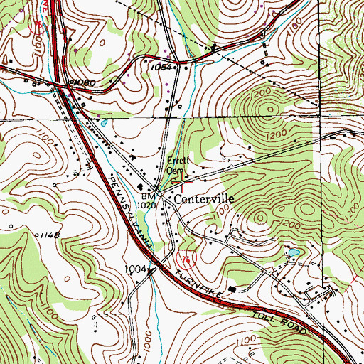 Topographic Map of Errett Cemetery, PA