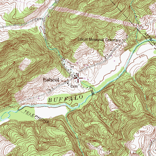 Topographic Map of Eshcol, PA
