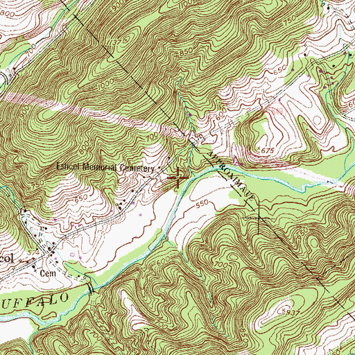 Topographic Map of Eshcol Memorial Cemetery, PA