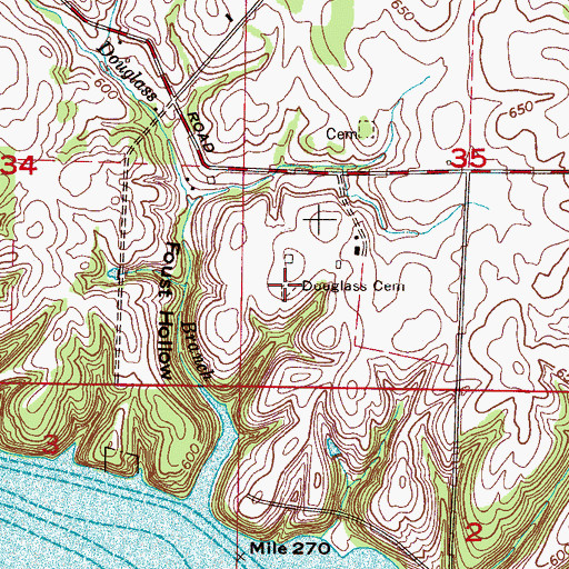 Topographic Map of Douglass Cemetery, AL