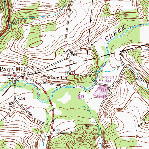 Topographic Map of Esther Church, PA
