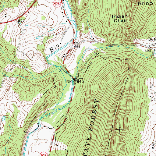Topographic Map of Esther Run, PA