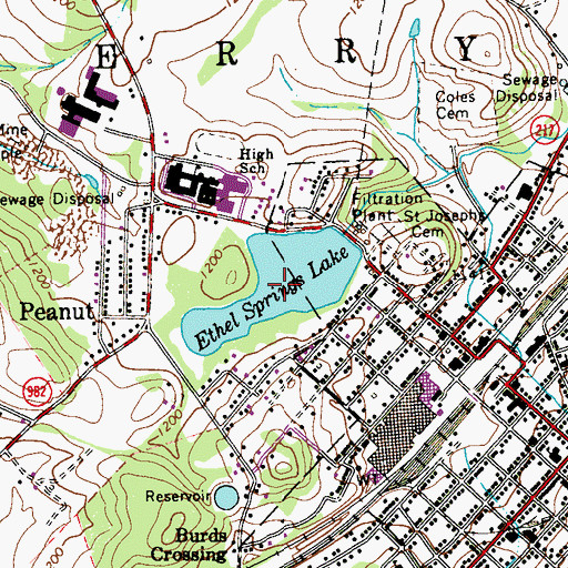 Topographic Map of Ethel Springs Lake, PA