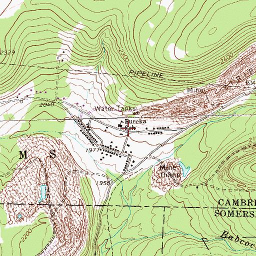 Topographic Map of Eureka School, PA
