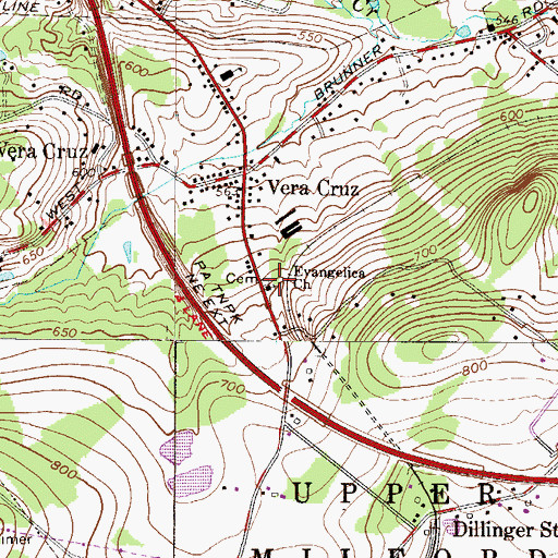 Topographic Map of Evangelica Church, PA