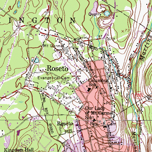 Topographic Map of Evangelical Cemetery, PA